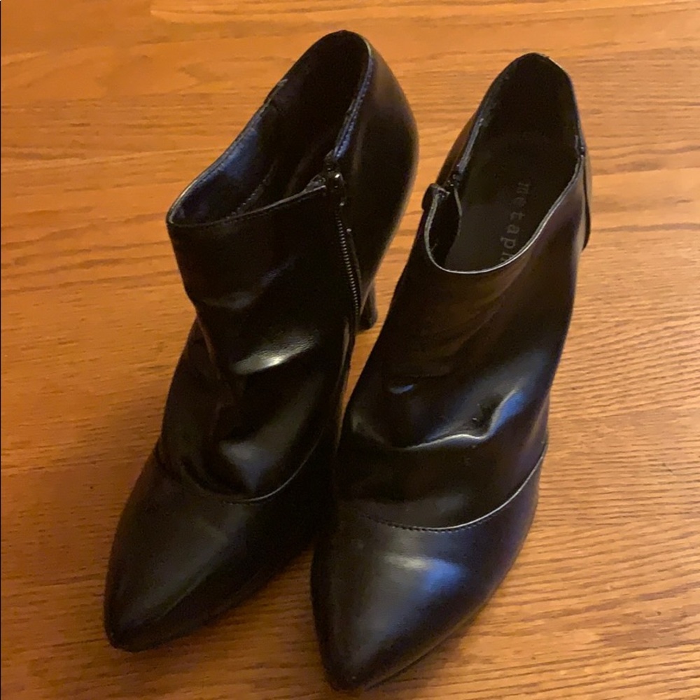 Black leather boot heels